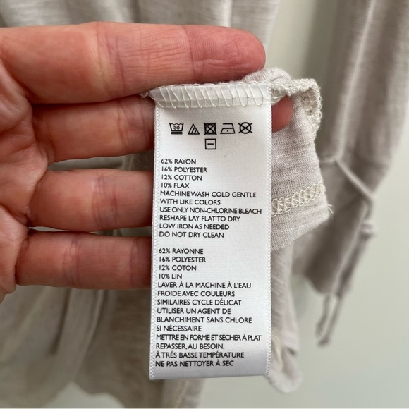 Free People Beach oatmeal tan tunic top raw edges tie wrists casual size medium - Picture 8 of 8